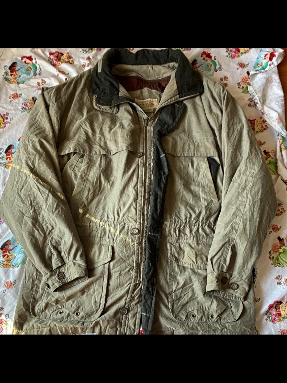 St. John's Bay Olive Green Military Field Jacket with Black Trim
